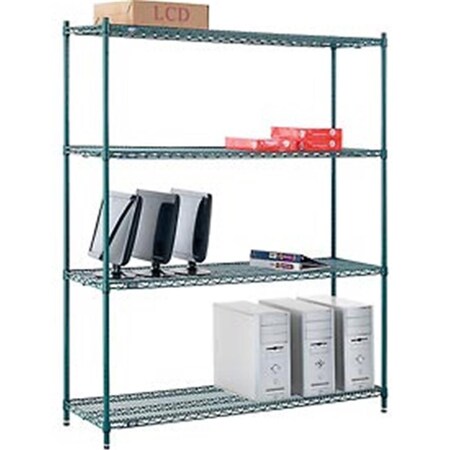 Designed To Furnish 60 x 18 x 74 in. Nexel Poly-Z-Brite Wire Shelving, Green DE3500367